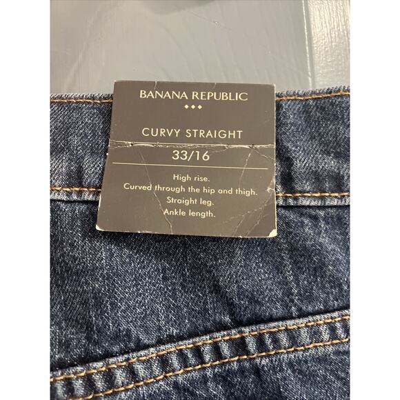 Banana Republic Jeans Womens 33/16Blue Curvy Straight High Rise Dark Denim - Picture 6 of 9